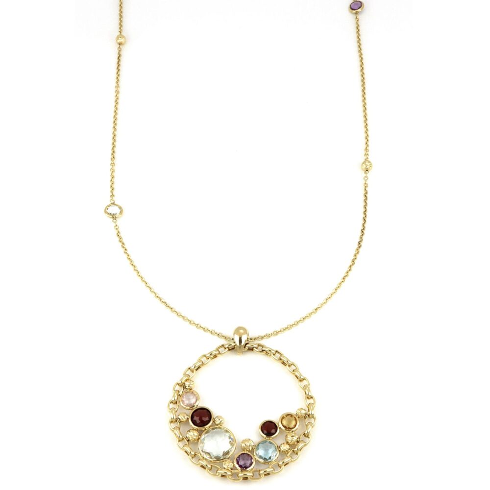 Tavanti – Долголуние ожерелье с кругом кулон и натуральные камни