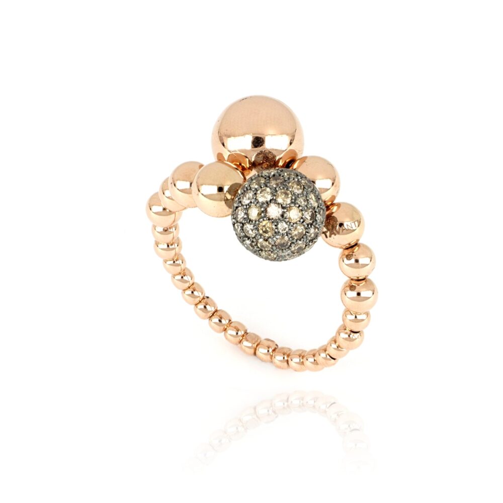 Tavanti – Кольцо Вселенной Большие сферы в полированном розовом золоте и бриллиантам