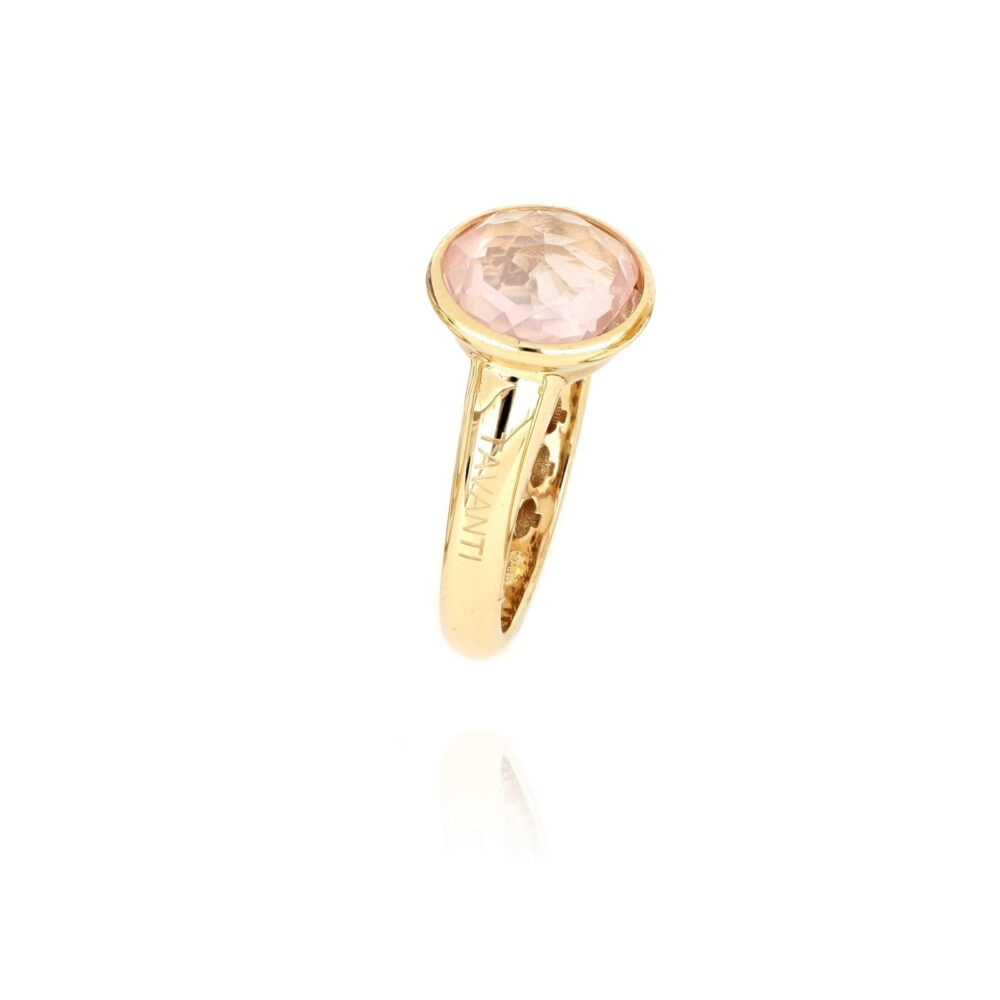 Tavanti – Большое луновое кольцо с розовым кварцем