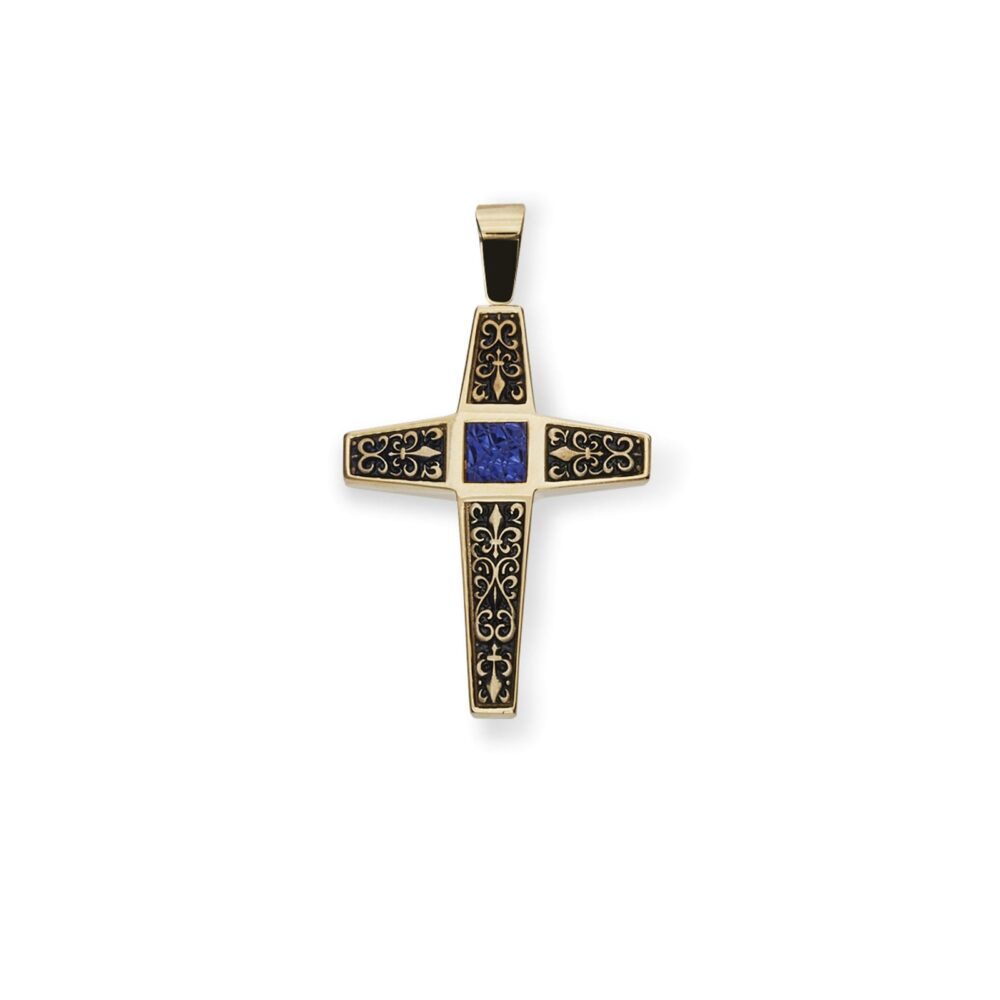 Tavanti – Крест подвеска с желтым / синим цветочным украшением