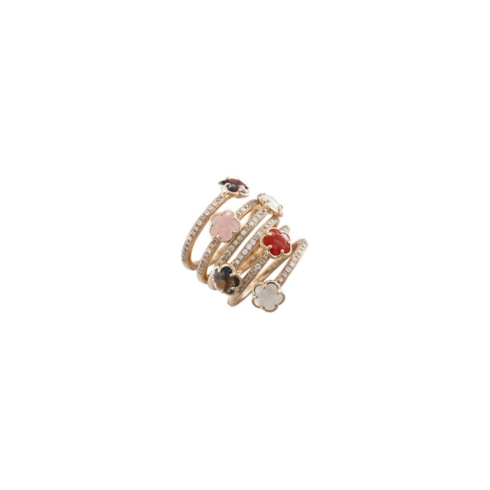 Pasquale Bruni – Розовое золотое кольцо кольца с фэнтезийными камнями и белыми бриллиантами и шампанским 16000r