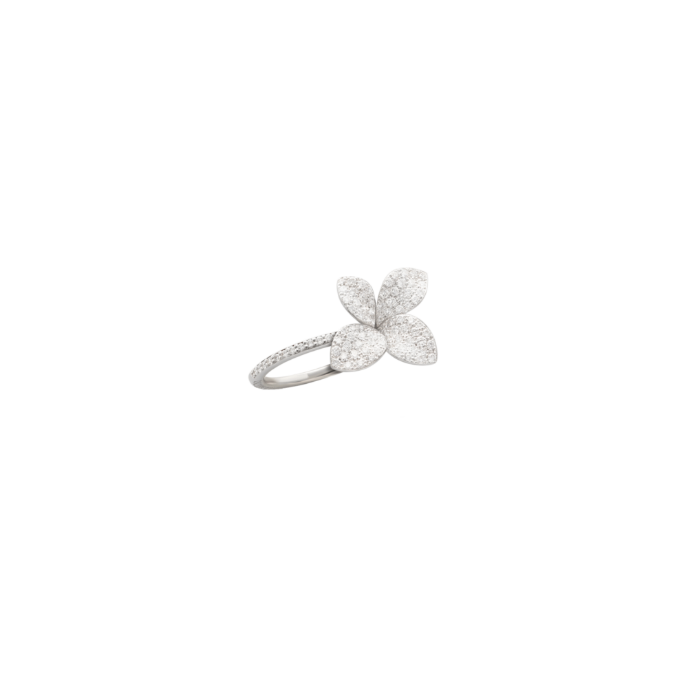 Pasquale Bruni – Петевое садовое кольцо в белом золоте с цветком в Diamond Pavè 15370b