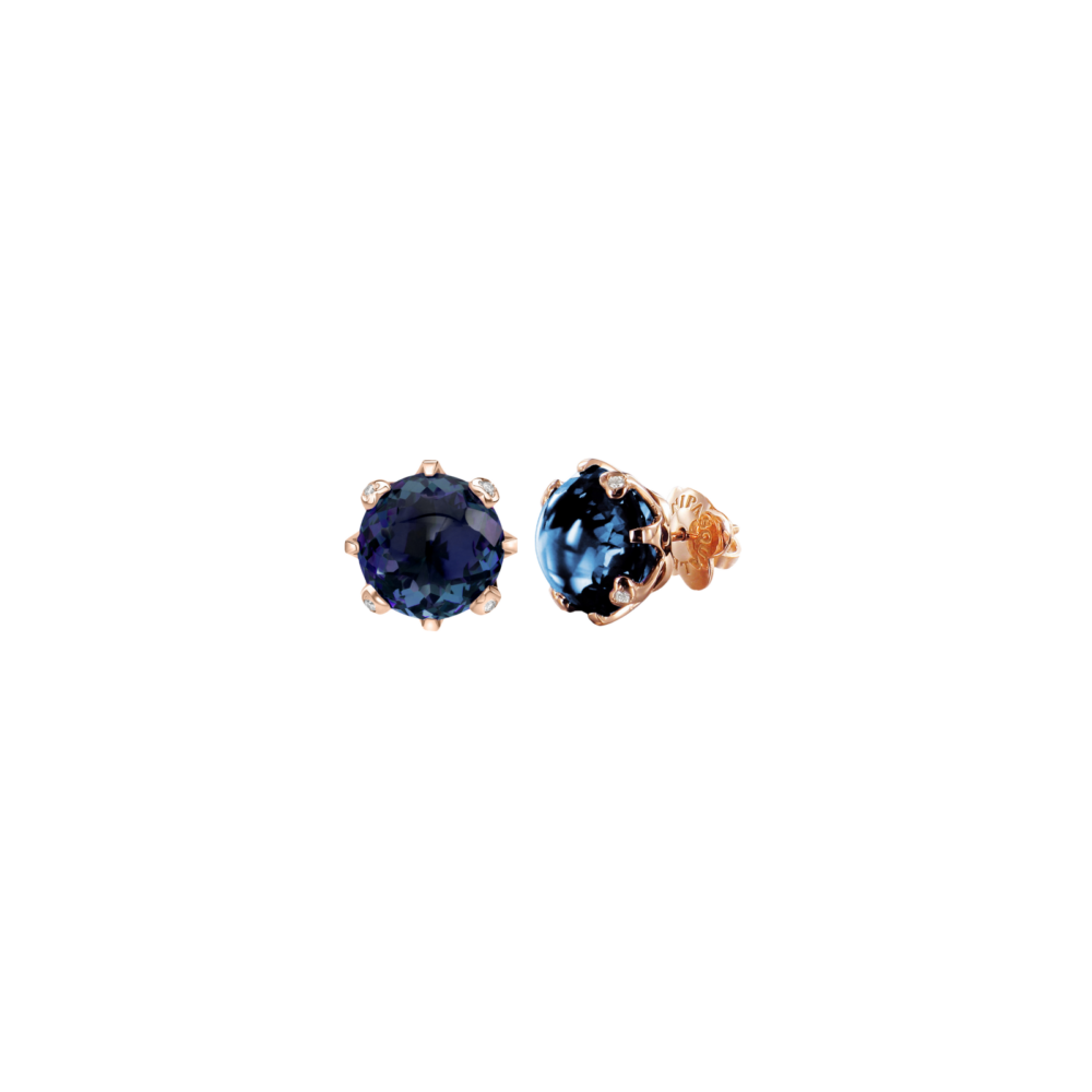 Pasquale Bruni – Серьги Sissi Crown Я люблю розовое золото с бриллиантами и голубыми топази 14751R