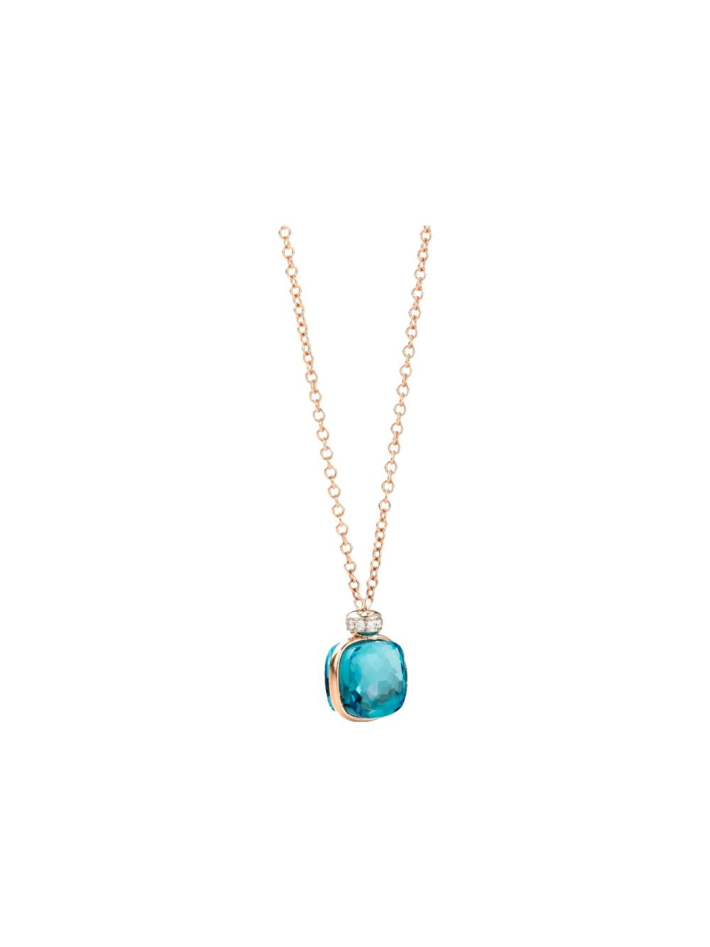 Pomellato – Ожерелье для обнаженного розового золота, белое золото, топаз -голубой Лондон и Diamonds PCC2022O6WHRDB0TL