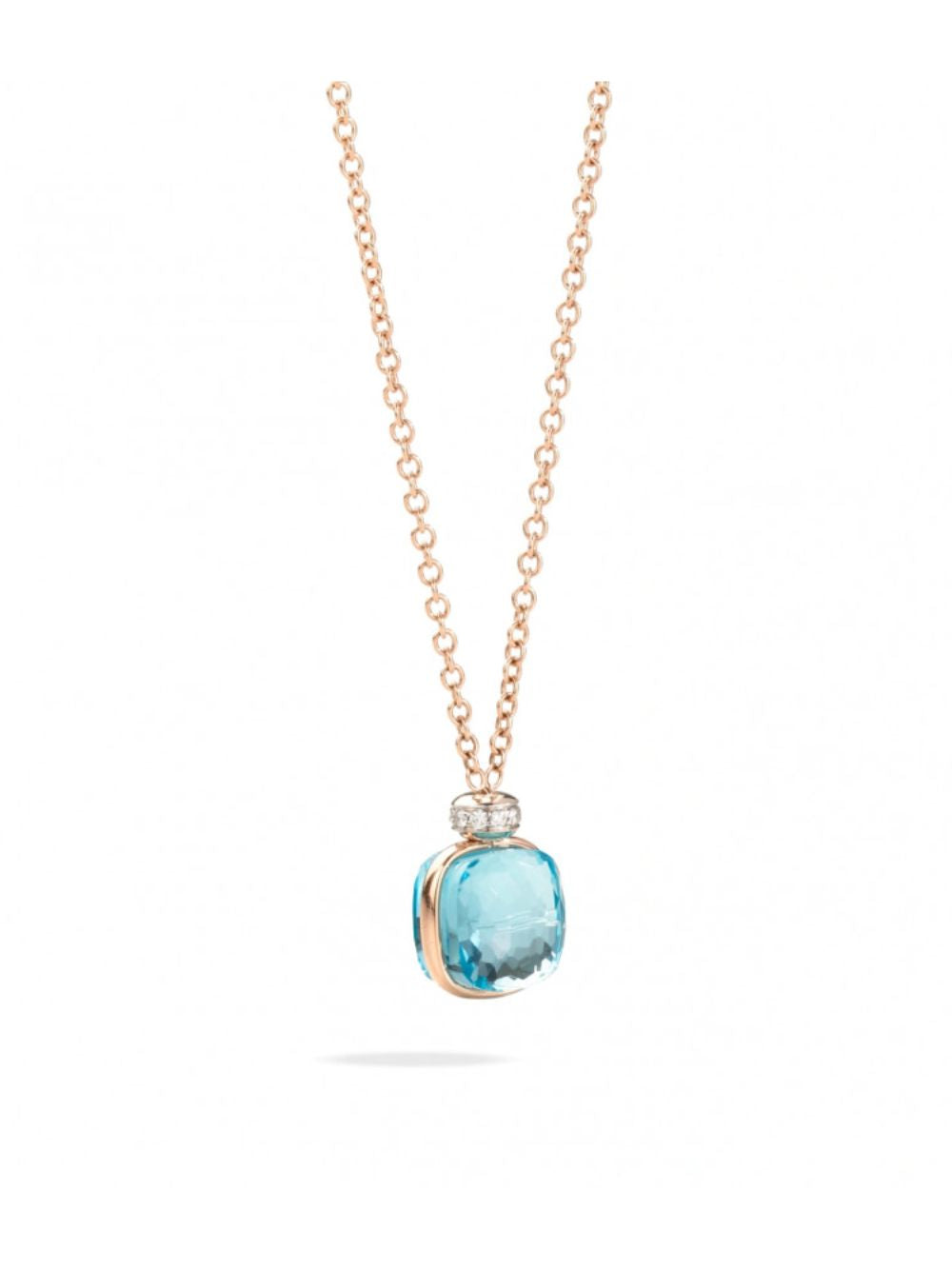 Pomellato – Обнаженное розовое золотое ожерелье, белое золото, топаз небо синий и бриллианты PCC2022O6Whrdb0oy