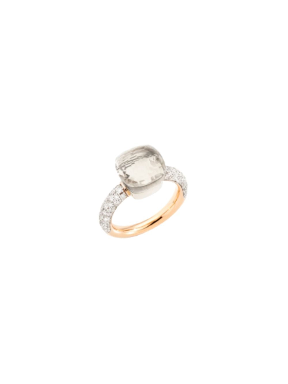Pomellato – Petit обнаженное кольцо в розовом и белом золоте с белым топазом и бриллиантами pab7040o6whrdb0tb