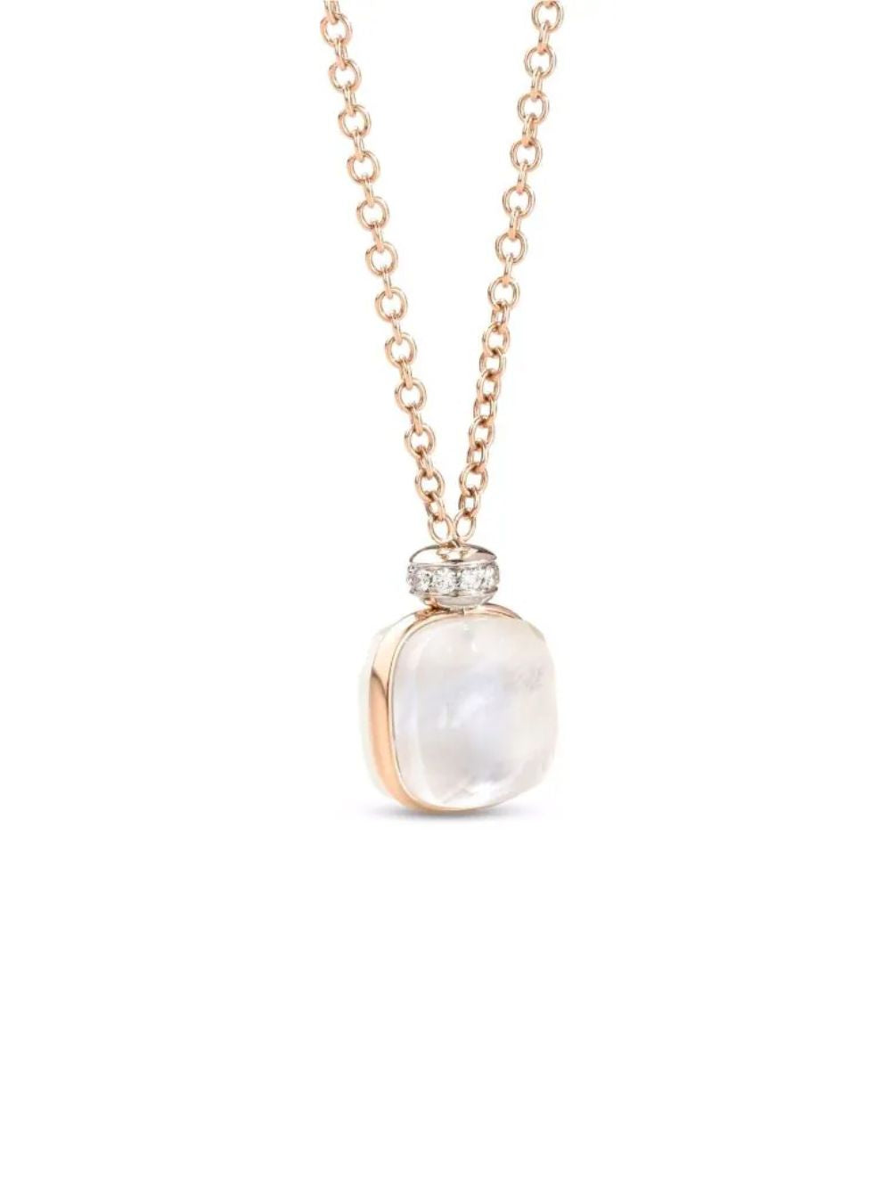 Pomellato – Ожерелье для обнаженного розового золота, белое золото, белое топаз, мать жемчужина и алмазов PCC2022O6WHRBTBMP