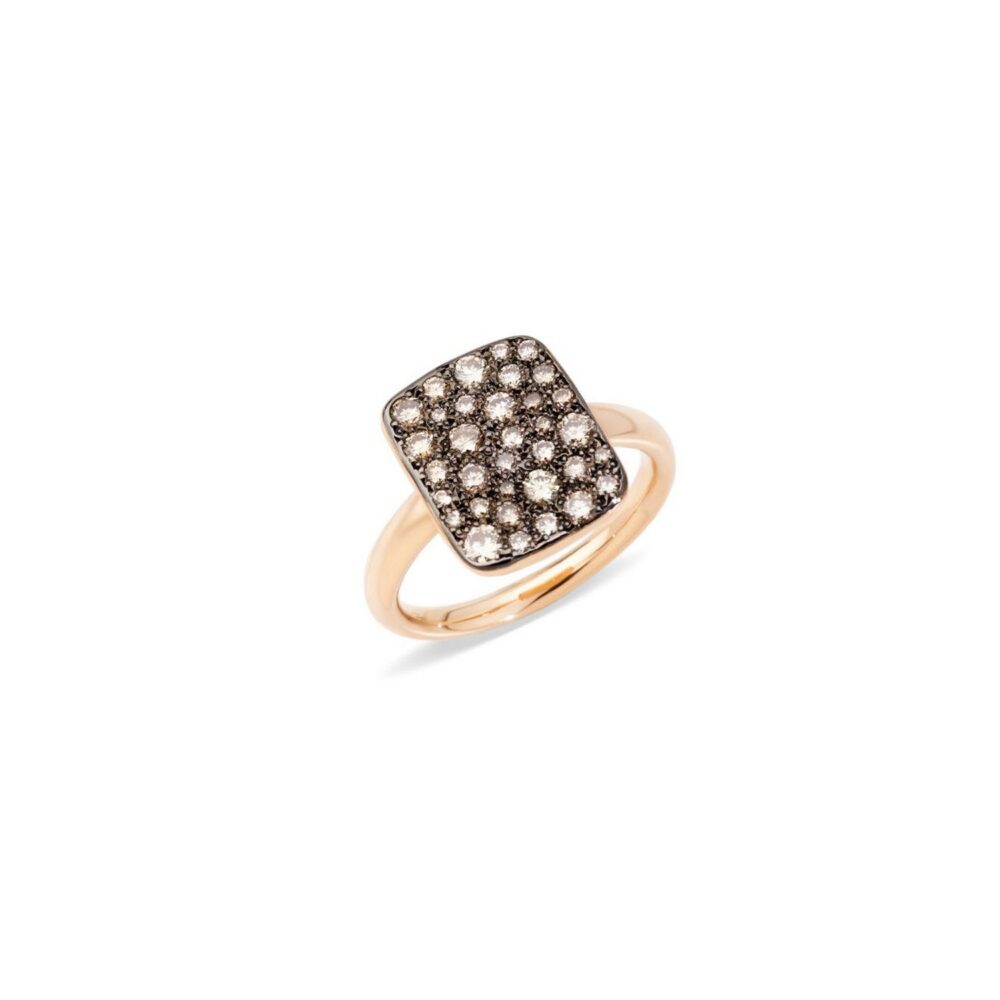 Прямоугольное песчаное кольцо бриллиантовое коричневое pab9031o7000dbr00