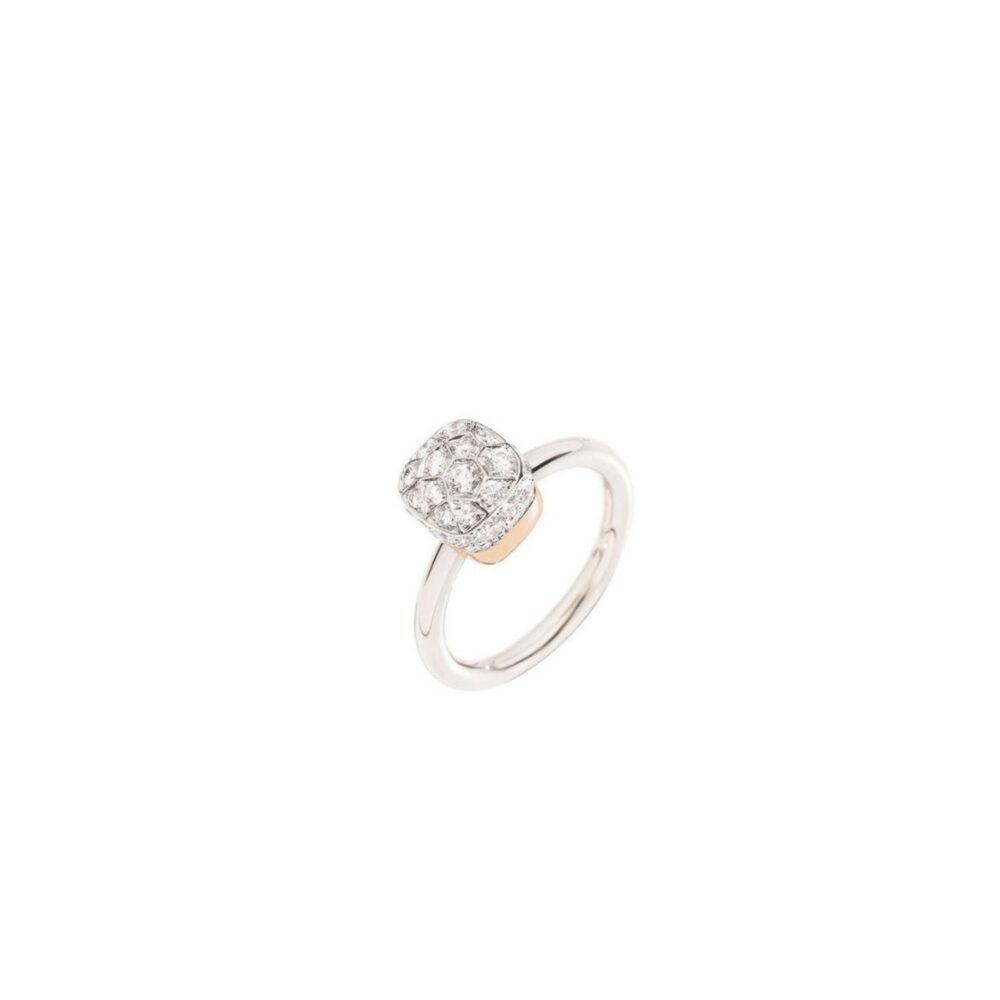Обнаженное кольцо в белом и розовом золоте с бриллиантами PAB5010O6000DB000