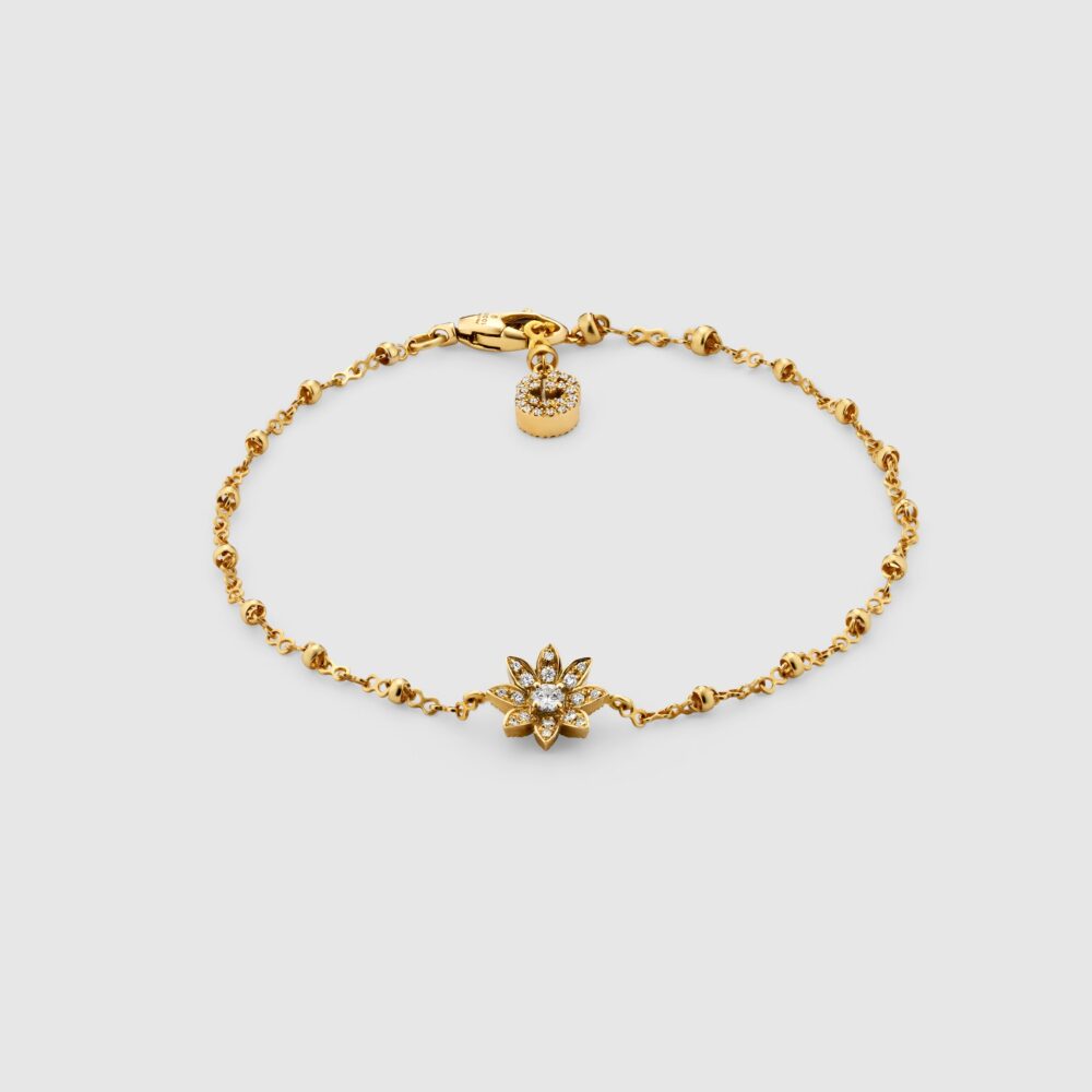 Золотой браслет Gucci Flora с бриллиантами – ‎581817 J8540 8000