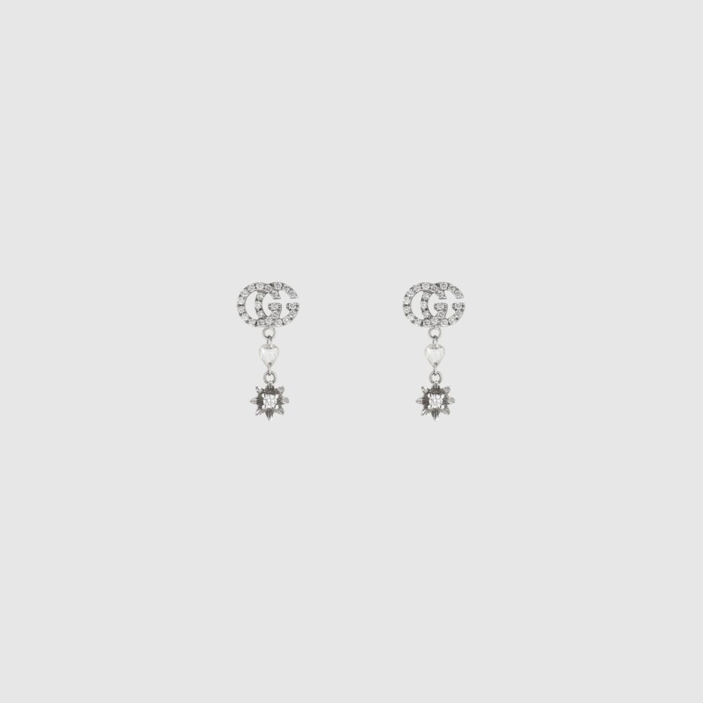 Серьги с цветком и Double G с бриллиантами – ‎581830 J8540 9066