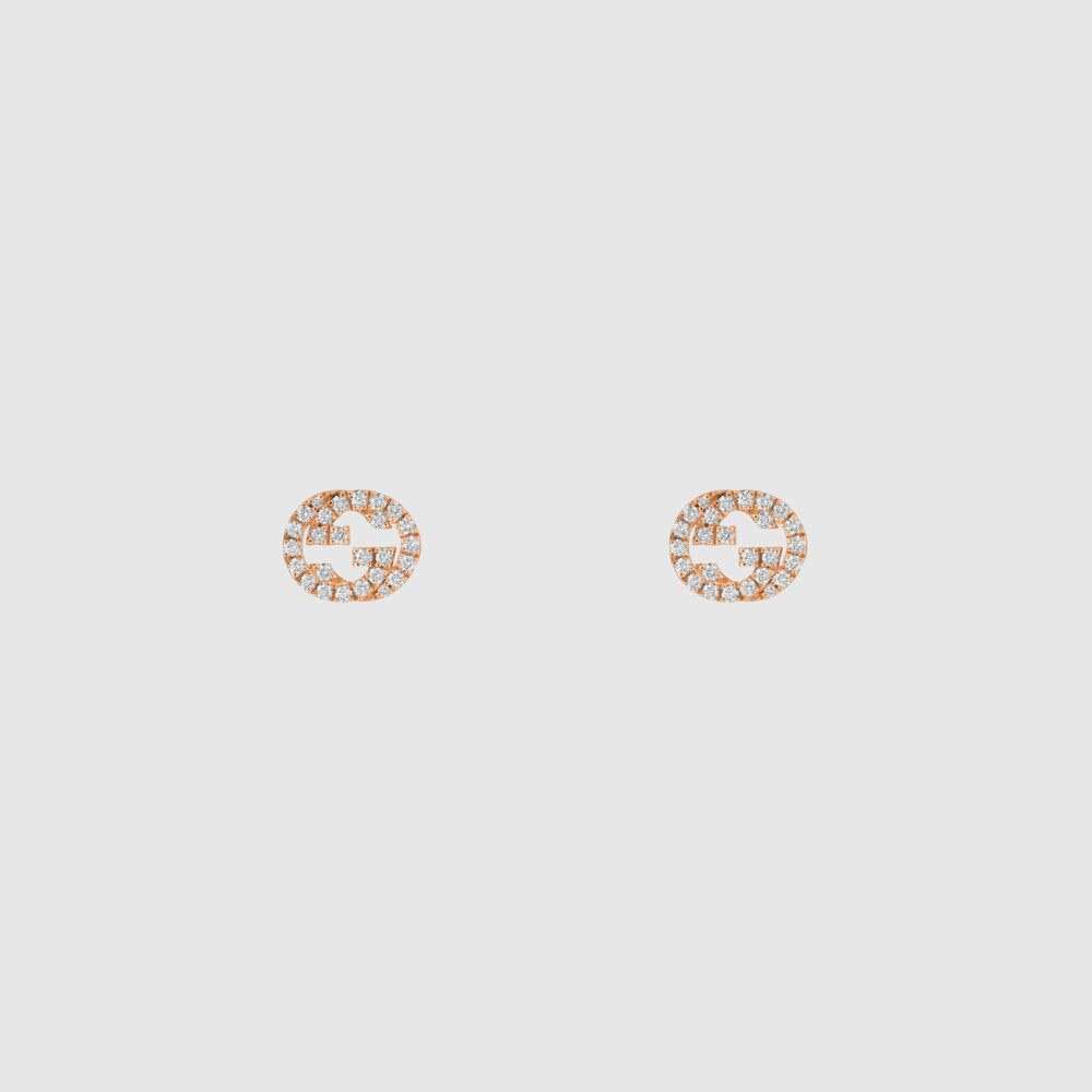 Серьги-пусеты с бриллиантами Gucci Interlocking – ‎729408 J8540 5702