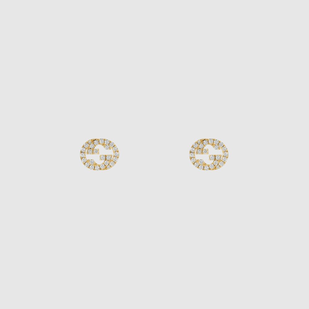 Серьги-пусеты с бриллиантами Gucci Interlocking – ‎729408 J8540 8000