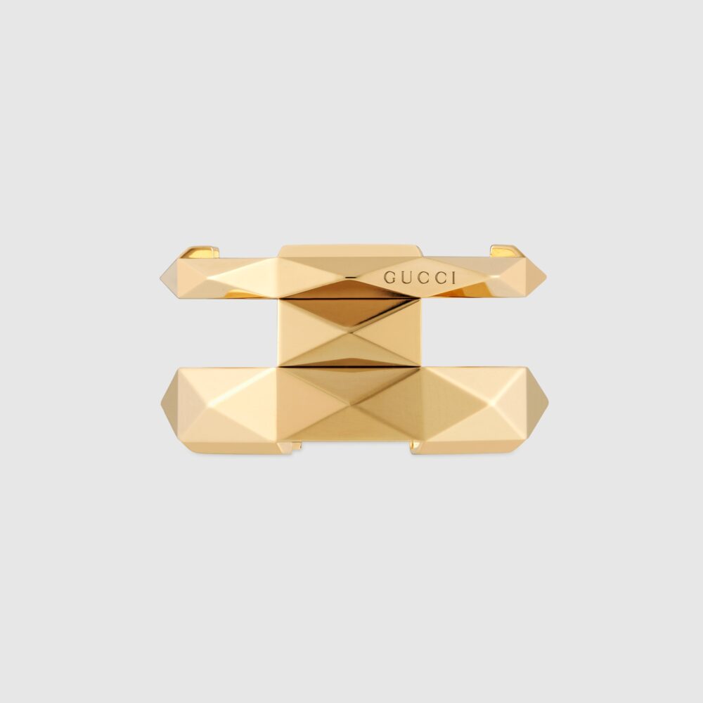 Двойное геометричное кольцо Gucci Link to Love с шипами – ‎745657 J8500 8000